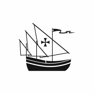 Ship of Columbus icon, simple style clipart