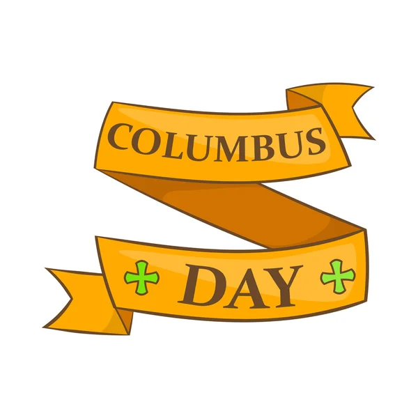 Kolumbus Day Ribbon Symbol, Cartoon-Stil — Stockvektor