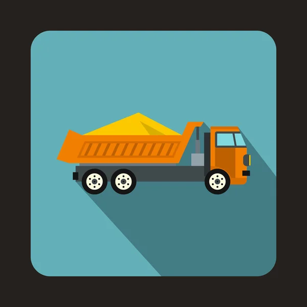 Dump truck ikona, plochý — Stockový vektor