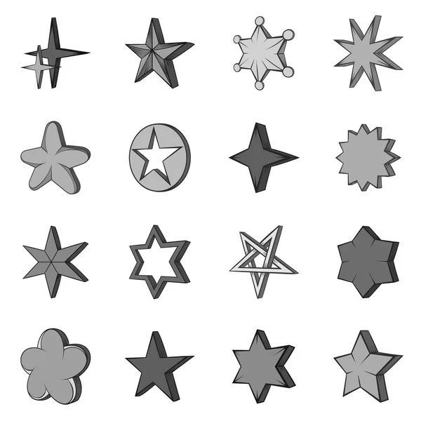 Icone Star set in stile monocromatico nero — Vettoriale Stock