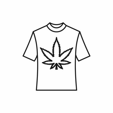 T-shirt marihuana yaprağı simgesiyle anahat stili