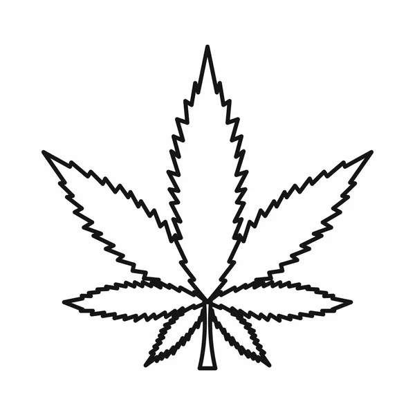 Cannabis feuille de marijuana icône, style contour — Image vectorielle