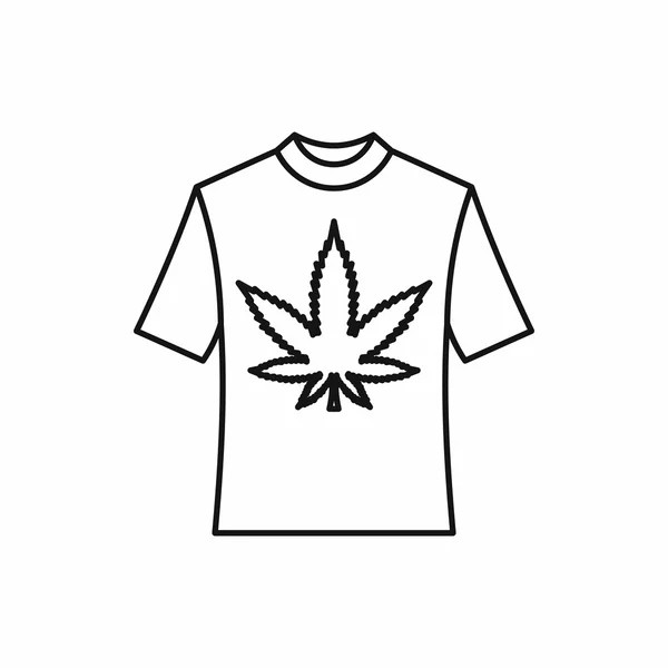 T-shirt com ícone de folha de maconha, estilo esboço — Vetor de Stock