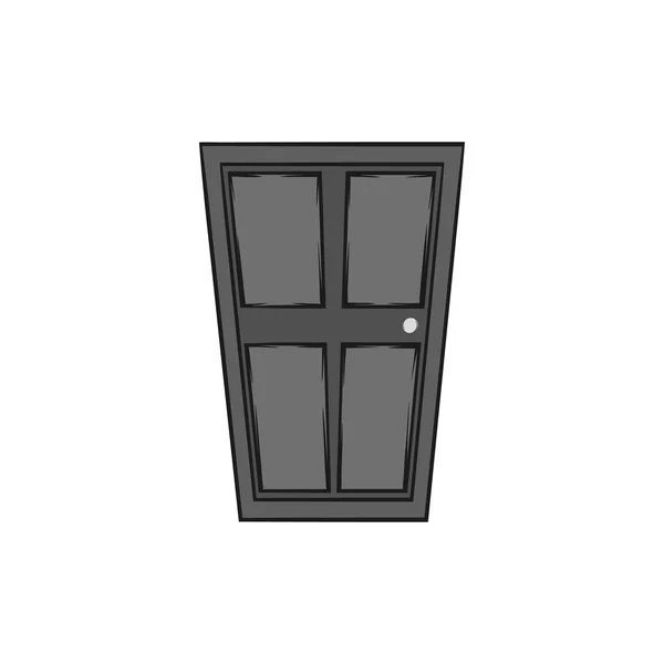 Entrance door icon, black monochrome style — Stock Vector