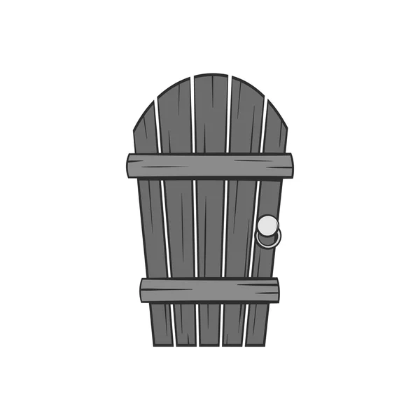 Икона деревянных дверей сада, черный монохромный стиль — стоковый вектор