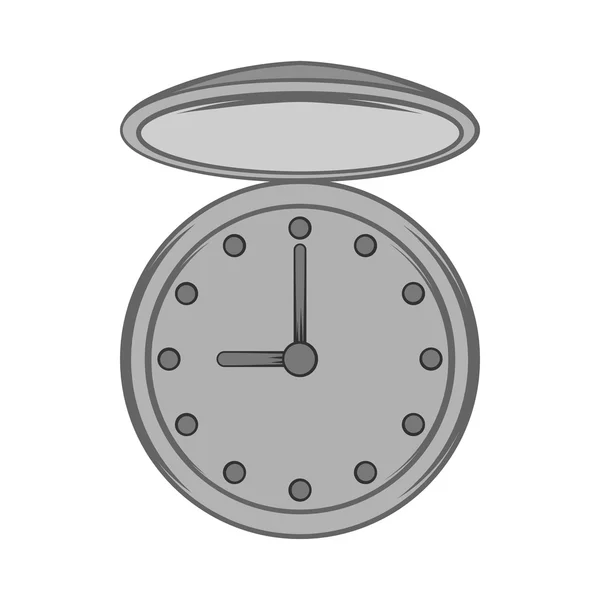 Icono de reloj de bolsillo, negro estilo monocromo — Vector de stock