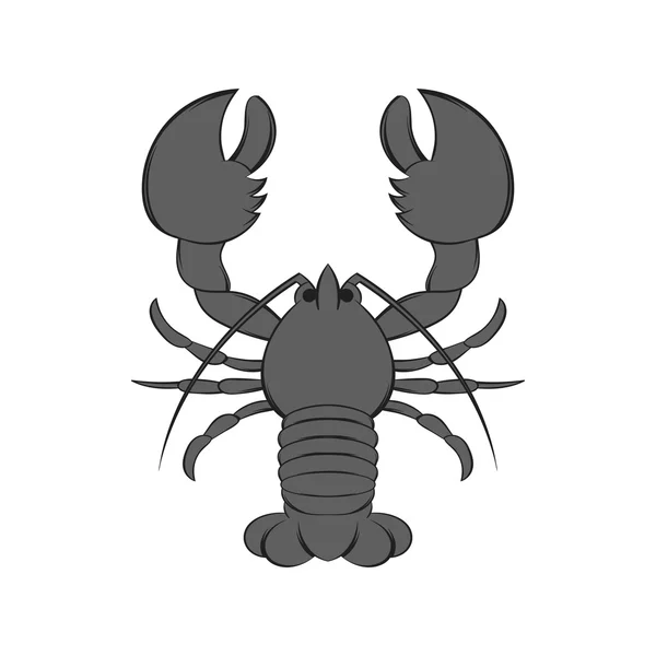 Ikon lobster, gaya monokrom hitam - Stok Vektor