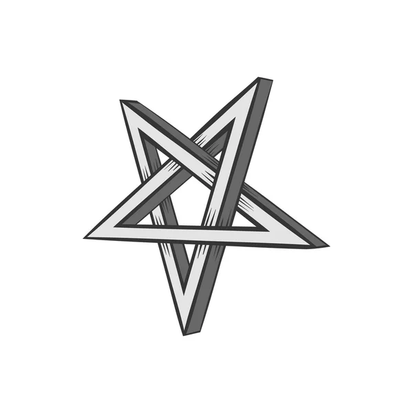 Estrella cruzada icono, negro estilo monocromo — Vector de stock