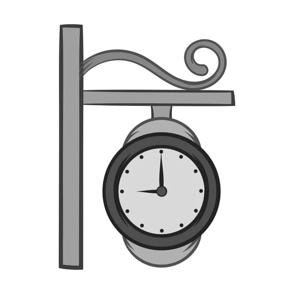 Icono de reloj de calle, negro estilo monocromo — Vector de stock