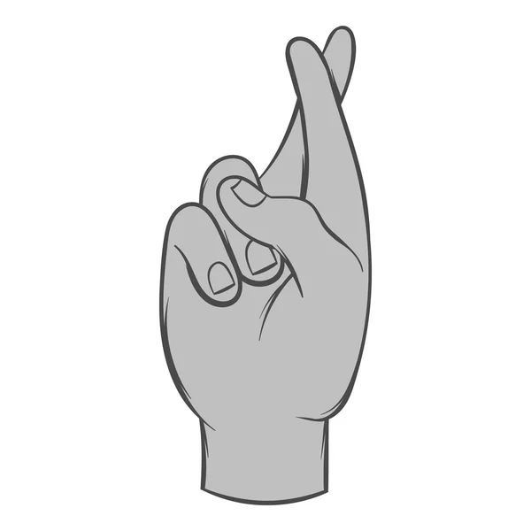 Icona incrociata delle dita, nero stile monocromatico — Vettoriale Stock