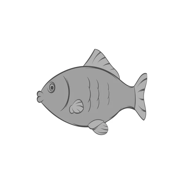 魚のアイコン、黒のモノクロスタイル — ストックベクタ