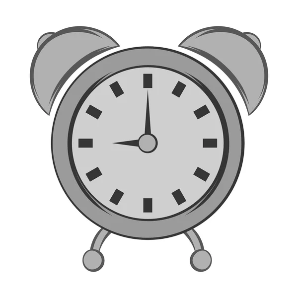 Alarm clock icon, black monochrome style — Stock Vector