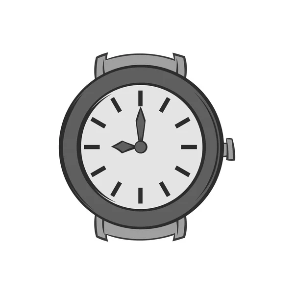 Rund armbandsur ikon, svart svartvit stil — Stock vektor