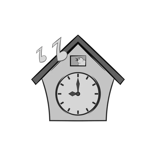 Cuckoo clock icon, black monochrome style — Stock Vector