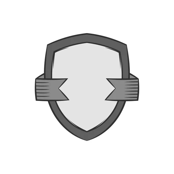 Escudo de icono de calidad, negro estilo monocromo — Vector de stock