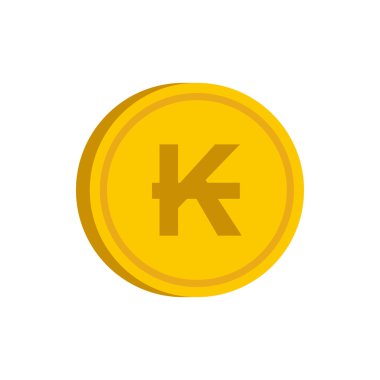 Lao kip işareti simgesi, düz stil ile altın sikke