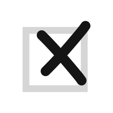 Cross in box icon, flat style clipart
