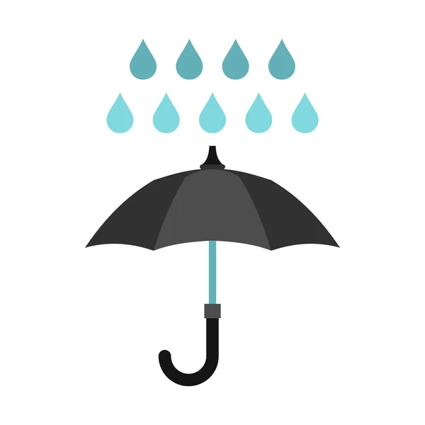 Umbrella and rain icon, flat style — Stock Vector