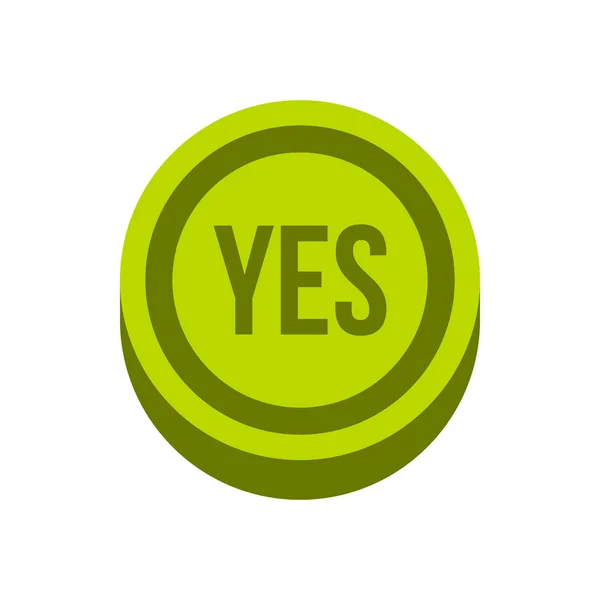 Button yes in circle icon, flat style — Stock Vector