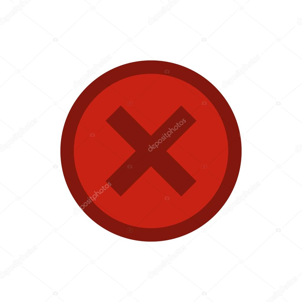 Sign selection cross in circle icon, flat style
