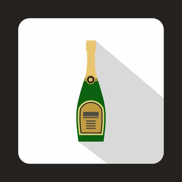 Champagne bottle icon, flat style — Stock Vector