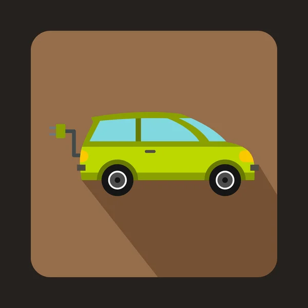 平面样式绿色电动汽车图标 — 图库矢量图片