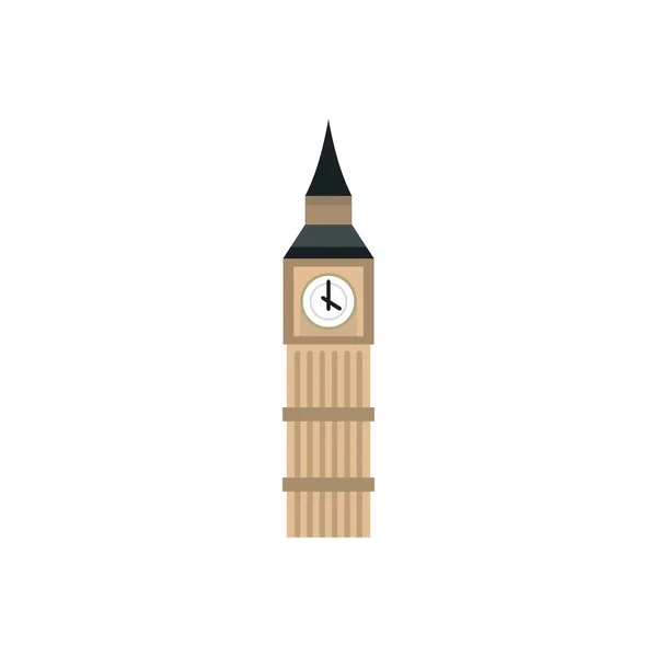 Big Ben icono del reloj, estilo plano — Archivo Imágenes Vectoriales