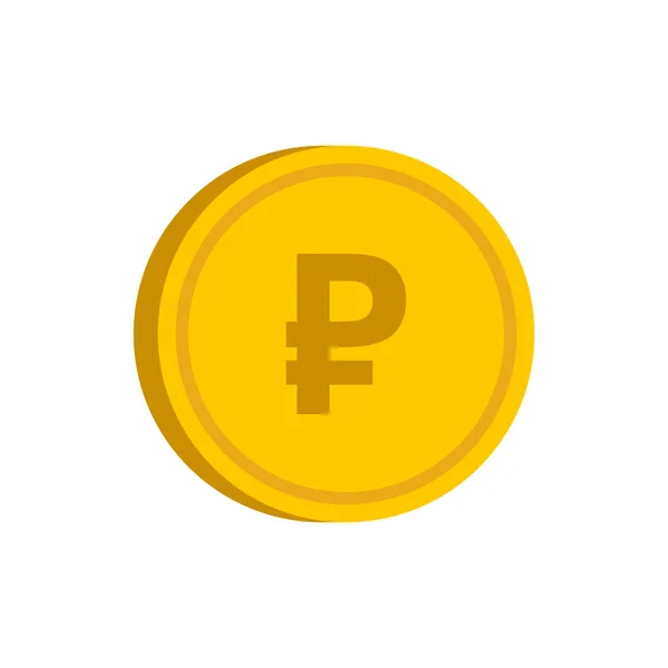 Χρυσό νόμισμα με Ρούβλι σύμβολο εικονίδιο, επίπεδη στυλ — Διανυσματικό Αρχείο
