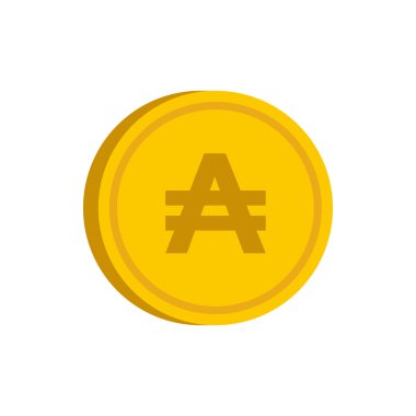 Austral işareti simgesi, düz stil ile altın sikke