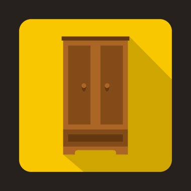 Ahşap dolap simgesi, düz stil