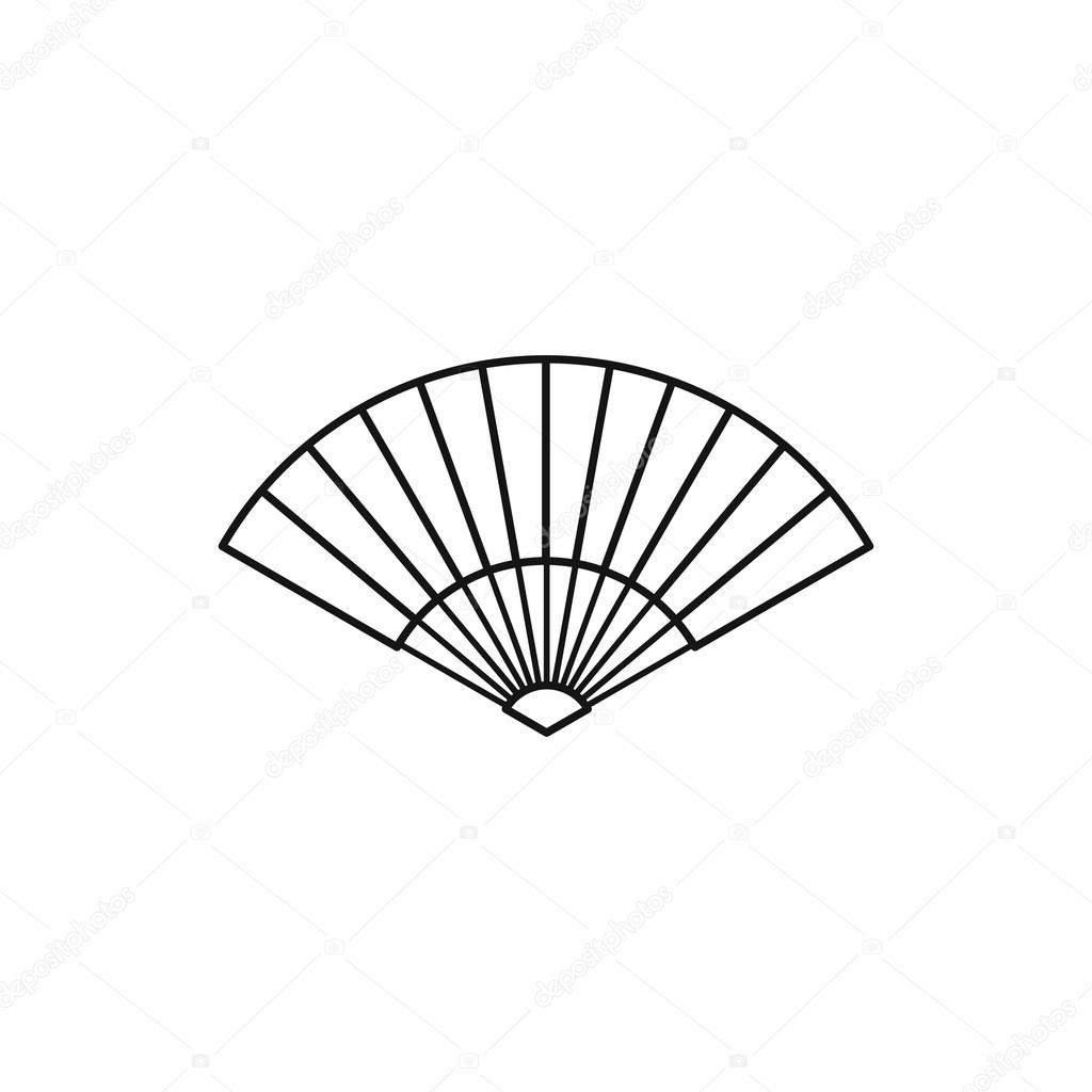 Japanese fan icon, outline style