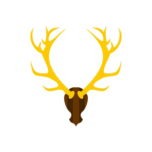 Deer antler icon, flat style — Stock Vector