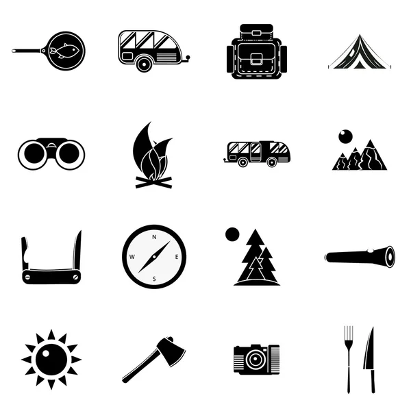 Ensemble d'icônes de camping, style simple — Image vectorielle
