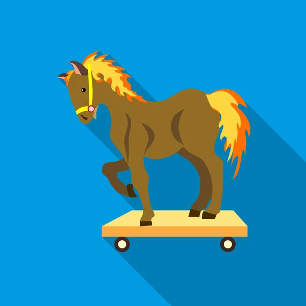 Иконка игрушечной лошади, плоский стиль — стоковый вектор