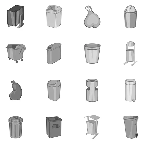 Mülleimer und Papierkorb-Symbole gesetzt — Stockvektor