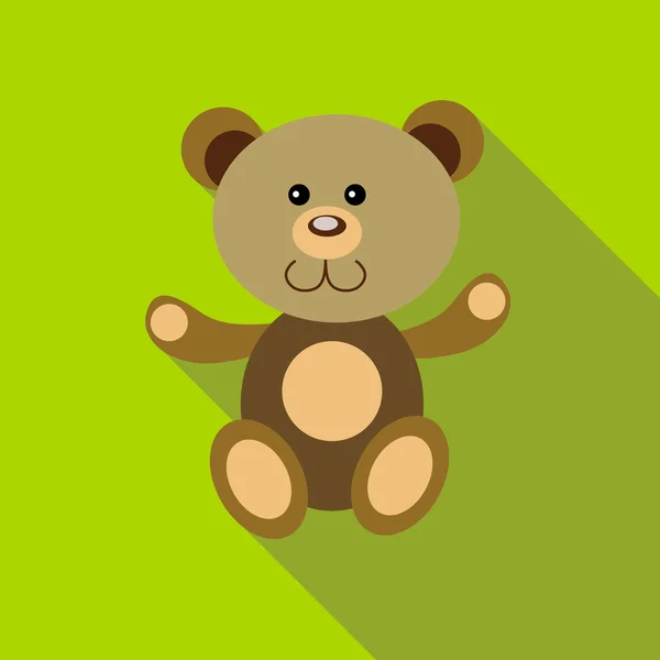 Toy bear pictogram, vlakke stijl — Stockvector