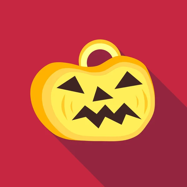 Pompoen op halloween pictogram, vlakke stijl — Stockvector