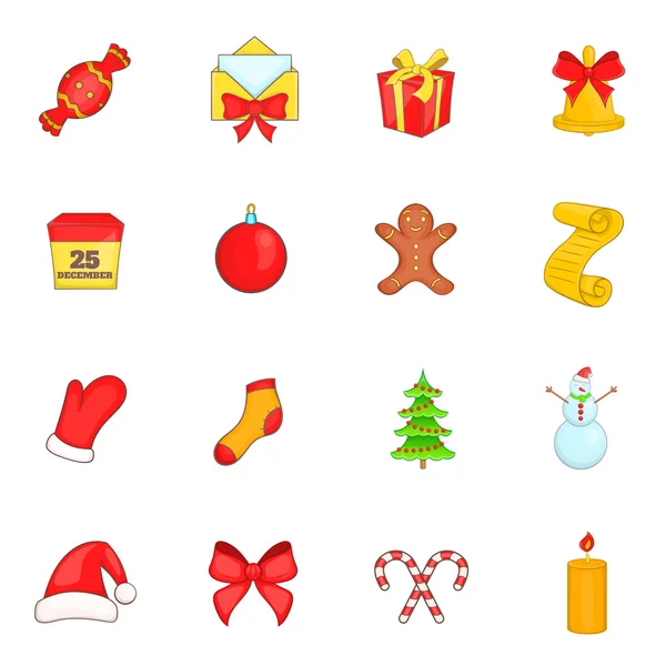 Kerst iconen instellen in cartoon stijl — Stockvector