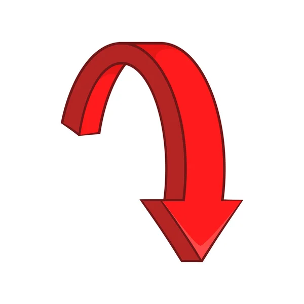 赤の曲線矢印のアイコン、漫画のスタイル — ストックベクタ