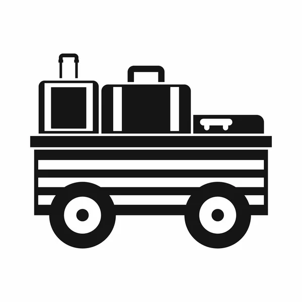 Carro de servicio con icono de equipaje, estilo simple — Vector de stock