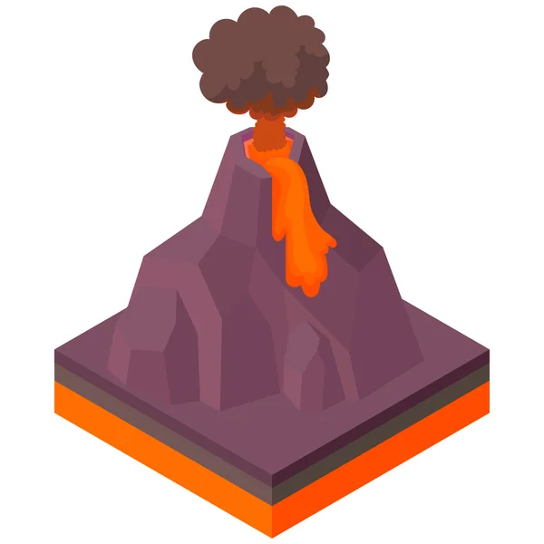 Иконка извержения вулкана, стиль мультфильма — стоковый вектор