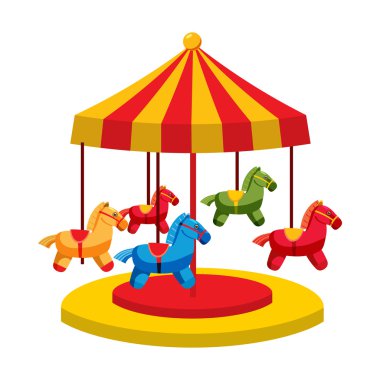 Carousel atları simgesi, karikatür tarzı ile