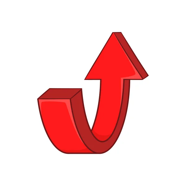 Icona freccia curva rossa, stile cartone animato — Vettoriale Stock