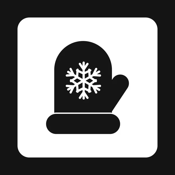 Manopla con icono de copo de nieve, estilo simple — Vector de stock