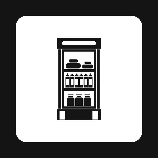Refrigerator showcase with dairy products icon — Stock Vector