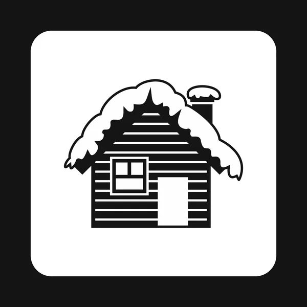 Small snowy cottage icon, simple style — Stock Vector