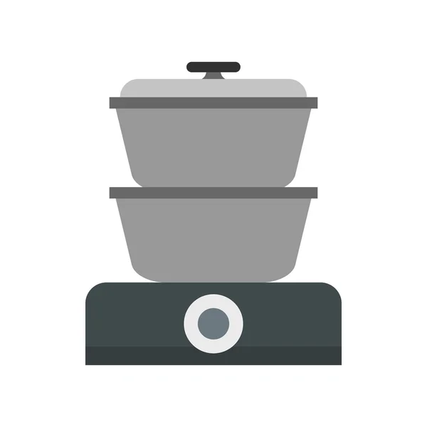 Steam cooker icon, flat style — Stock Vector