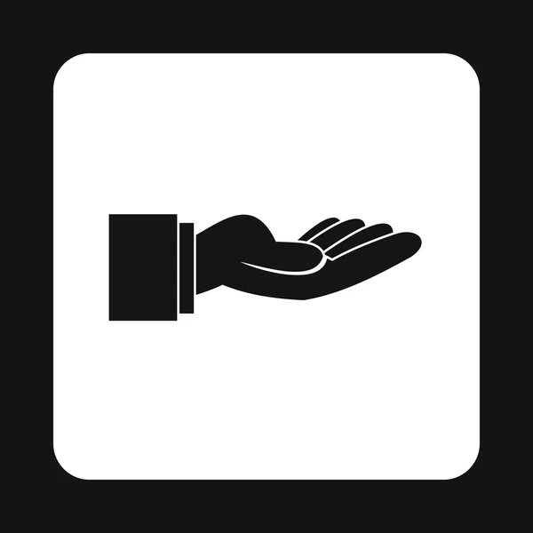 Uitgestoken hand gebaar pictogram, eenvoudige stijl — Stockvector