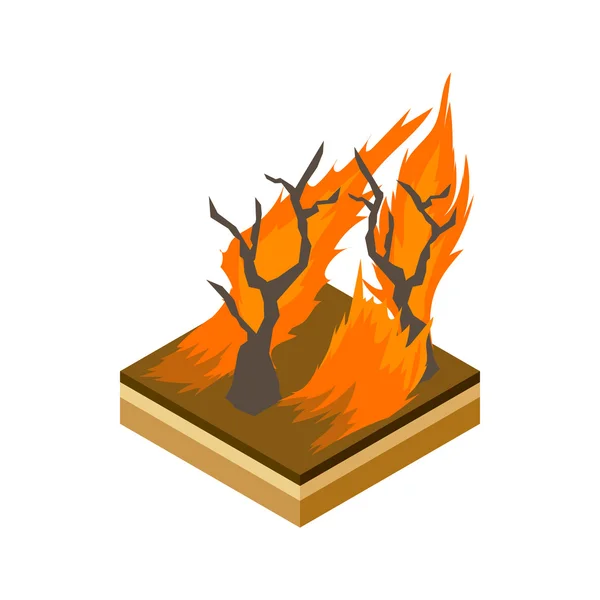 Bosque icono de fuego, estilo de dibujos animados — Vector de stock