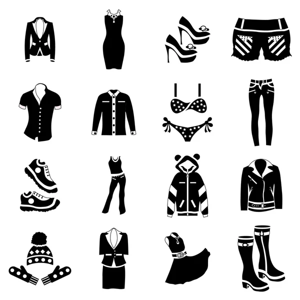Ensemble d'icônes de vêtements femme, style simple — Image vectorielle